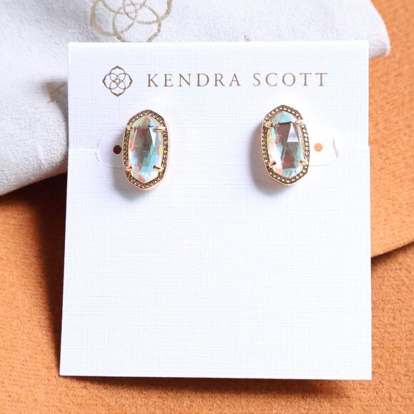 Kendra Scott Ellie Dichroic Glass Stud Earrings Gold - Picture 1 of 2